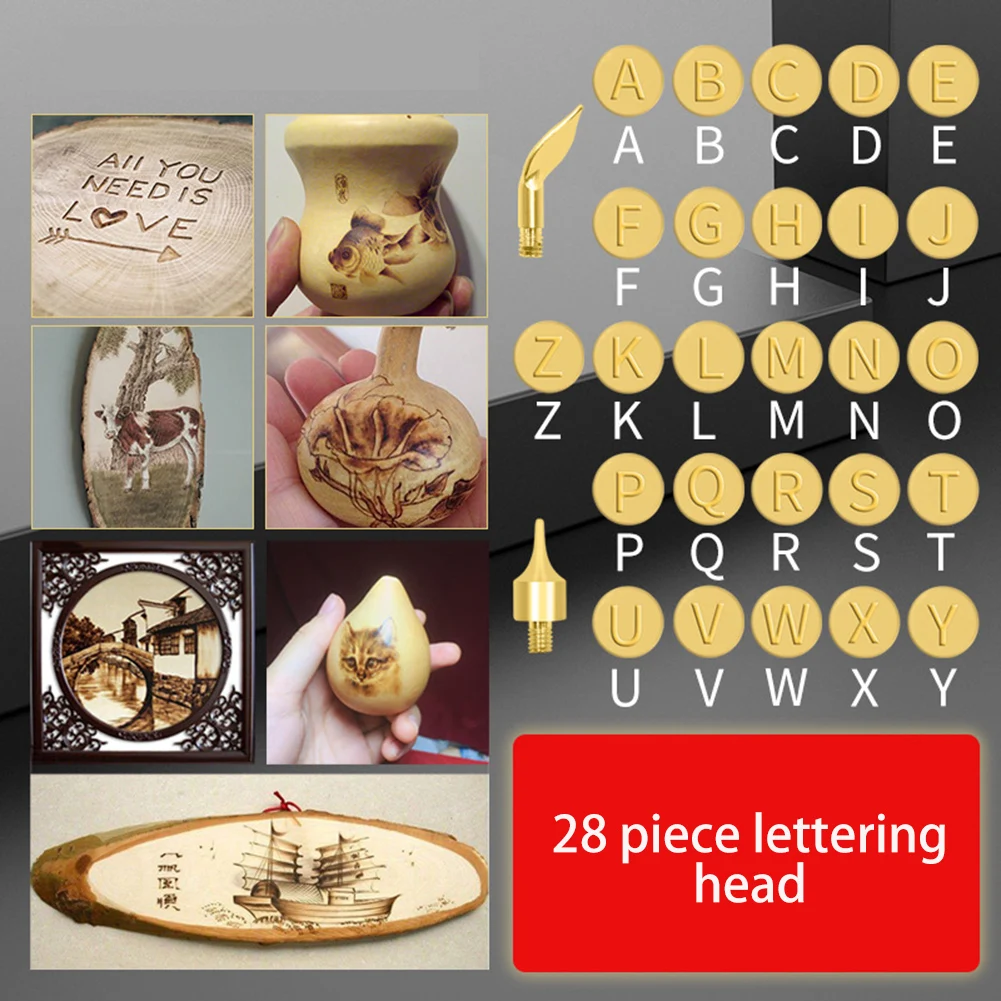 28pcs Wood Burning Embossing Kit with 26 English Letters Carving Pyrography Pen Tips Stencil Soldering Iron for Woodworking Tool
28pcs Wood Burning Embossing Kit with 26 English Letters Carving Pyrography Pen Tips Stencil Soldering Iron for Woodworking Tool