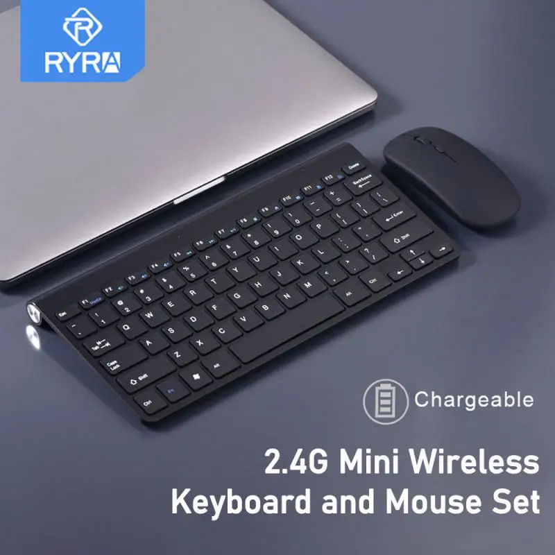 

RYRA 2.4G Mini Wireless Keyboard And Mouse Set Ultra Thin Silent Protable Waterproof Keyboard Mice Kit For Mac Apple PC Computer