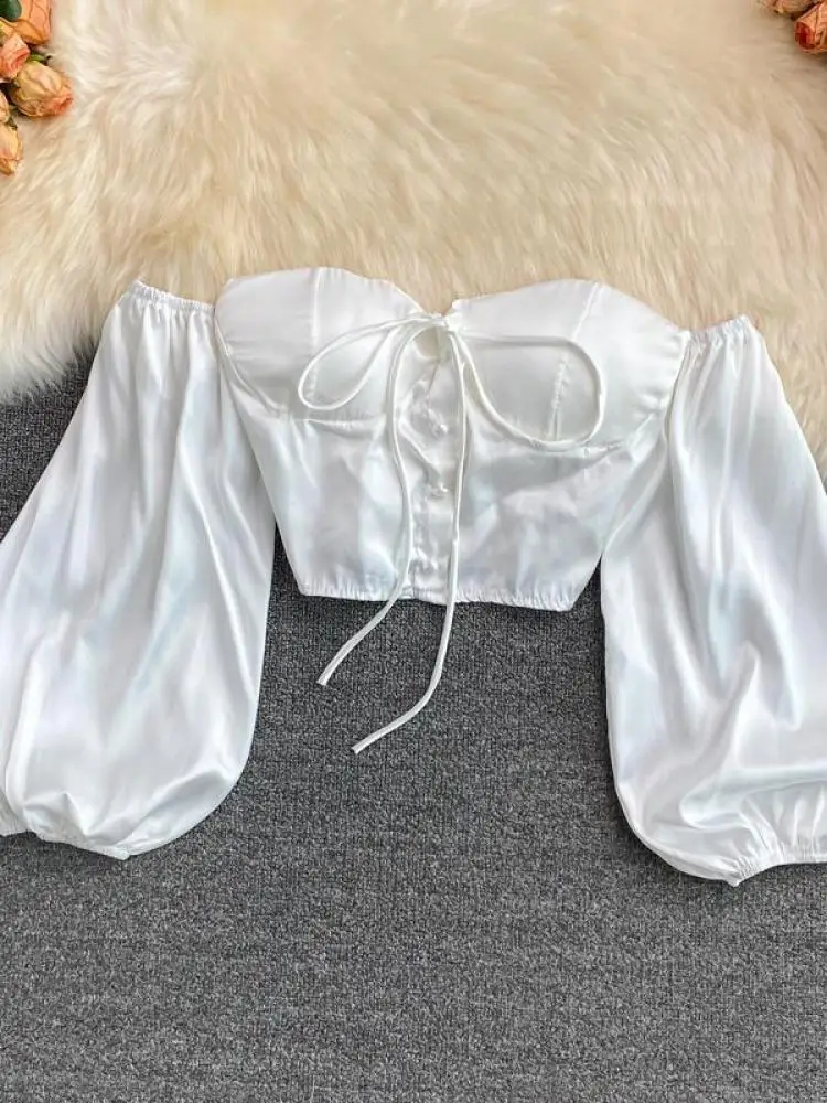 Summer Off Shoulder Blouses Women Sexy Puff Sleeve Super Short Shirts Club Strapless Back Elastic Crop Top
Summer Off Shoulder Blouses Women Sexy Puff Sleeve Super Short Shirts Club Strapless Back Elastic Crop Top