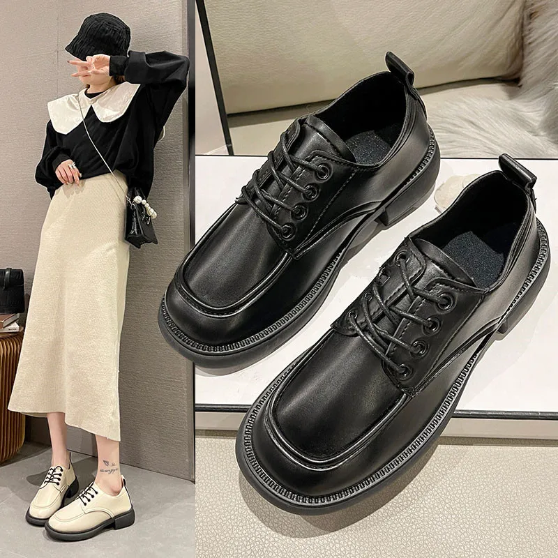 

Retro Woman Shoes Clogs Platform Female Footwear All-Match British Style Autumn Oxfords Creepers Winter Dress New Preppy Fall Le