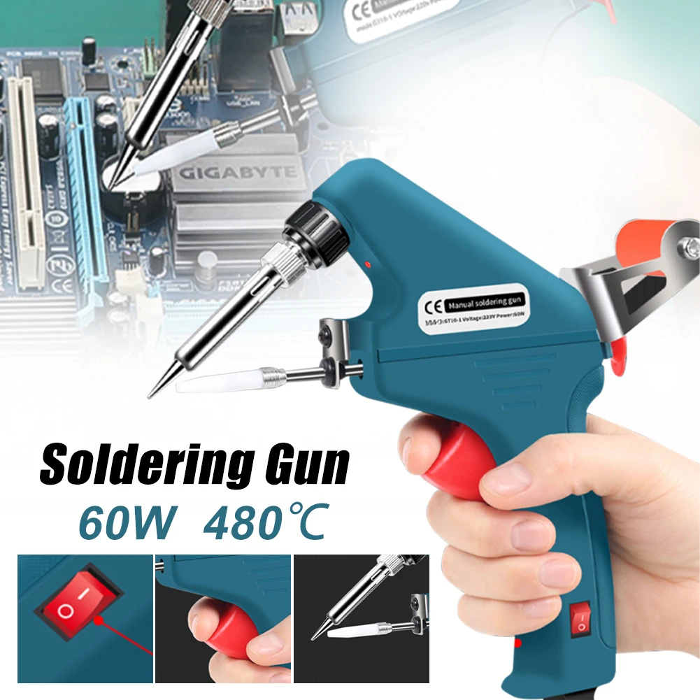 EU/US 60W Soldering Gun Kit 110V/220V Electric Welding Gun One-Handed Operation Detachable Tin Wire Holder Repair Tool
EU/US 60W Soldering Gun Kit 110V/220V Electric Welding Gun One-Handed Operation Detachable Tin Wire Holder Repair Tool