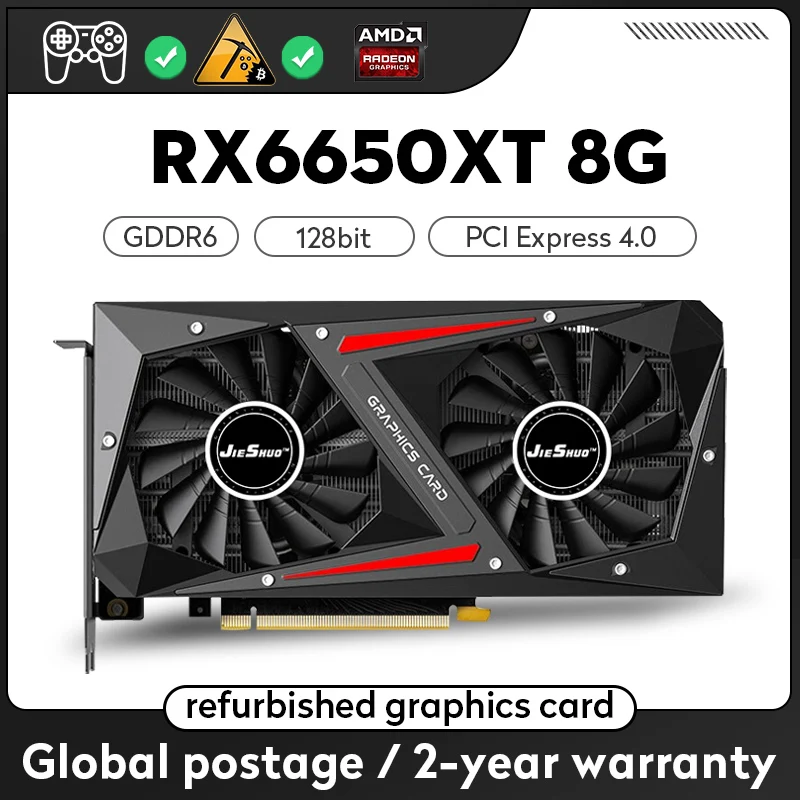 Графическая карта JIESHUO Radeon RX 6650 XT 8G, графический процессор RX6650 XT 8 Гб GDDR6 бит 7 нм, поддержка настольной графической карты RX 6650XT
Графическая карта JIESHUO Radeon RX 6650 XT 8G, графический процессор RX6650 XT 8 Гб GDDR6 бит 7 нм, поддержка настольной графической карты RX 6650XT
