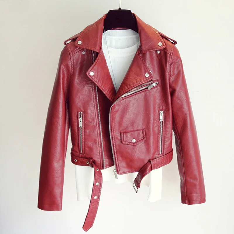 New Women Pu Leather Jacket Fashion Bright Color Black Motor Coats Short Faux Leather Biker Jackets Coat Female latestAUSO
New Women Pu Leather Jacket Fashion Bright Color Black Motor Coats Short Faux Leather Biker Jackets Coat Female latestAUSO