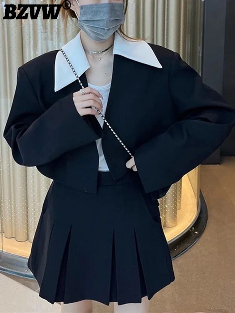 BZVW Black White Contrast Color Short Tops Women 2023 Spring Autumn New Trend High Waist Mini Pleated Skirt Female 25X3814 
BZVW Black White Contrast Color Short Tops Women 2023 Spring Autumn New Trend High Waist Mini Pleated Skirt Female 25X3814