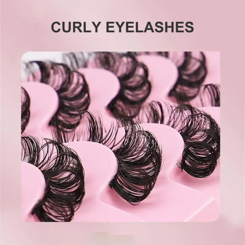 

Reusable 3D Winged Fluffy Fox Cross Curling Lashes 10 Pairs DD Curlin Curling False Eyelashes Russian Strip Lashes Eye Makeup