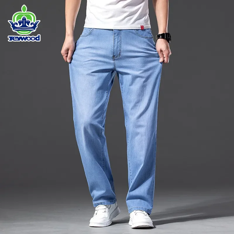 Men Jeans Classic Summer Cotton Straight Stretch Brand Denim Pants Overalls Light blue Fit Trousers Plus Size 40 42 44 46
Men Jeans Classic Summer Cotton Straight Stretch Brand Denim Pants Overalls Light blue Fit Trousers Plus Size 40 42 44 46