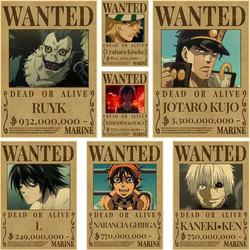 Retro Kraft Paper Manga Death Note JoJo's Bizarre Adventure Prints Art Painting Pictures Anime Figure Wanted Posters Room Decor
Retro Kraft Paper Manga Death Note JoJo's Bizarre Adventure Prints Art Painting Pictures Anime Figure Wanted Posters Room Decor