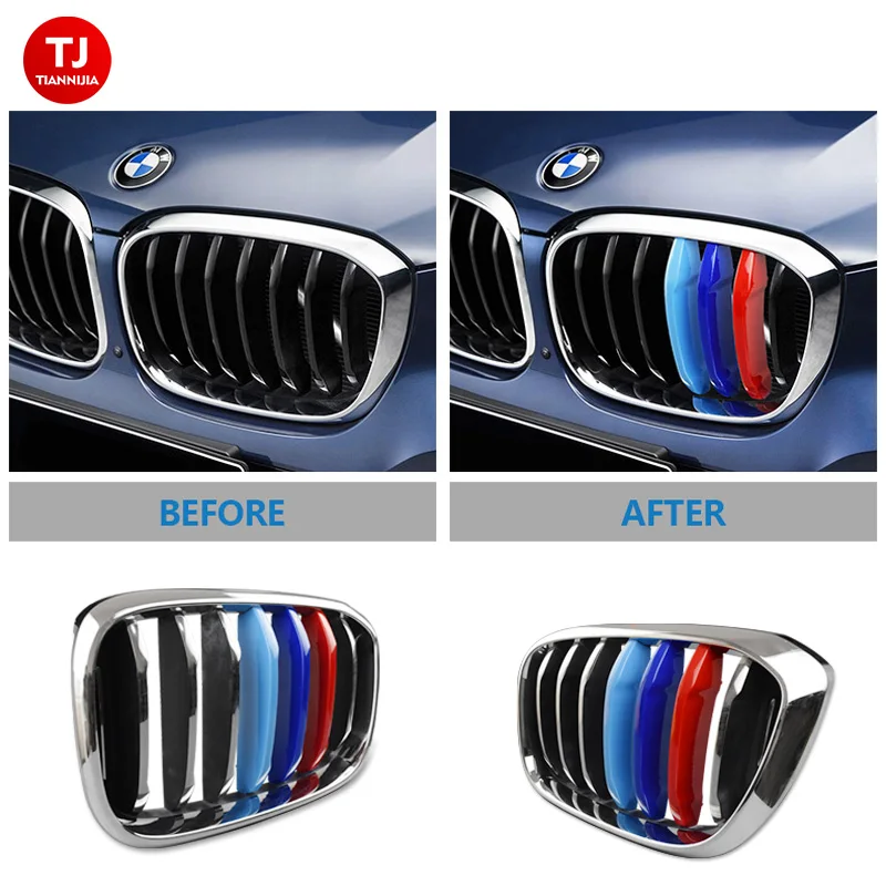 

Car Front Grill Stripes Covers Decoration for BMW E83 F25 X4 F26 G01 Accessories Motorsport Strips Stickers Car-styling