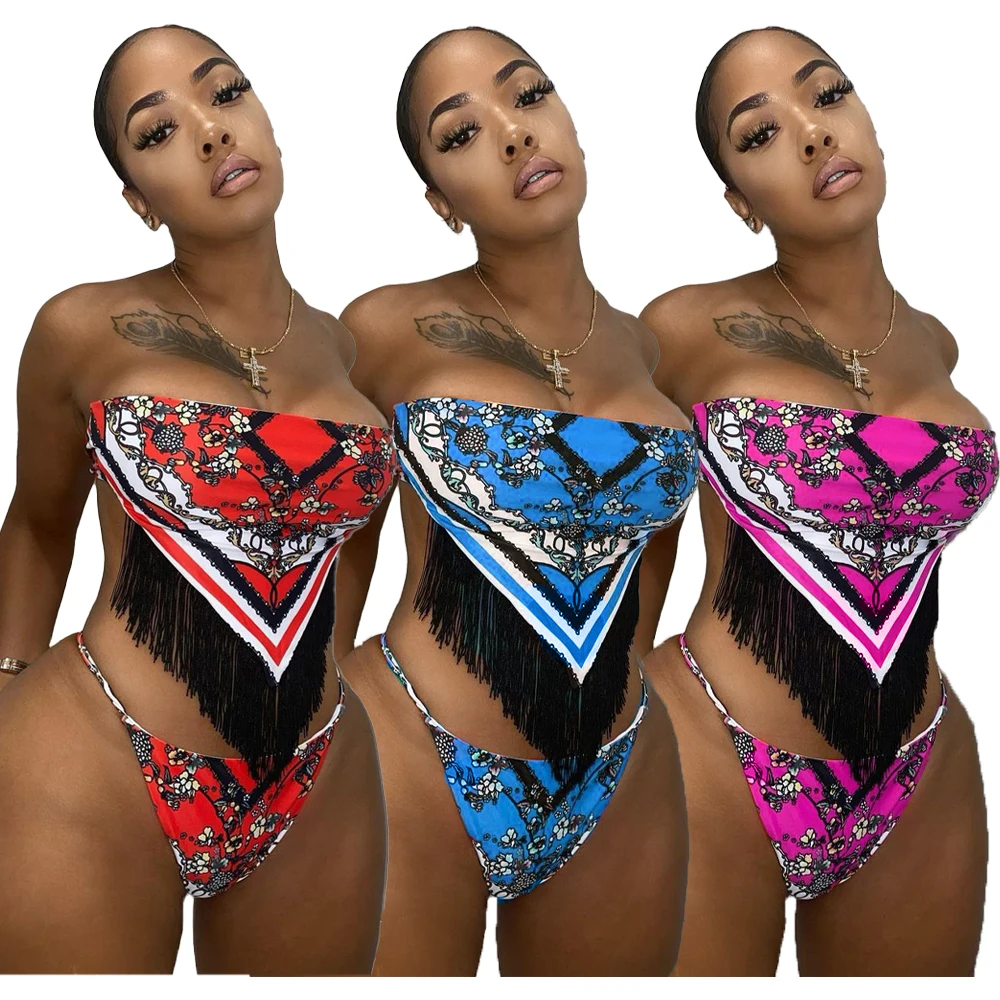 KY3057 2021 New Bikini Two-piece Swimsuit Fringed for Beach Play Print Women Swimwear
KY3057 2021 New Bikini Two-piece Swimsuit Fringed for Beach Play Print Women Swimwear