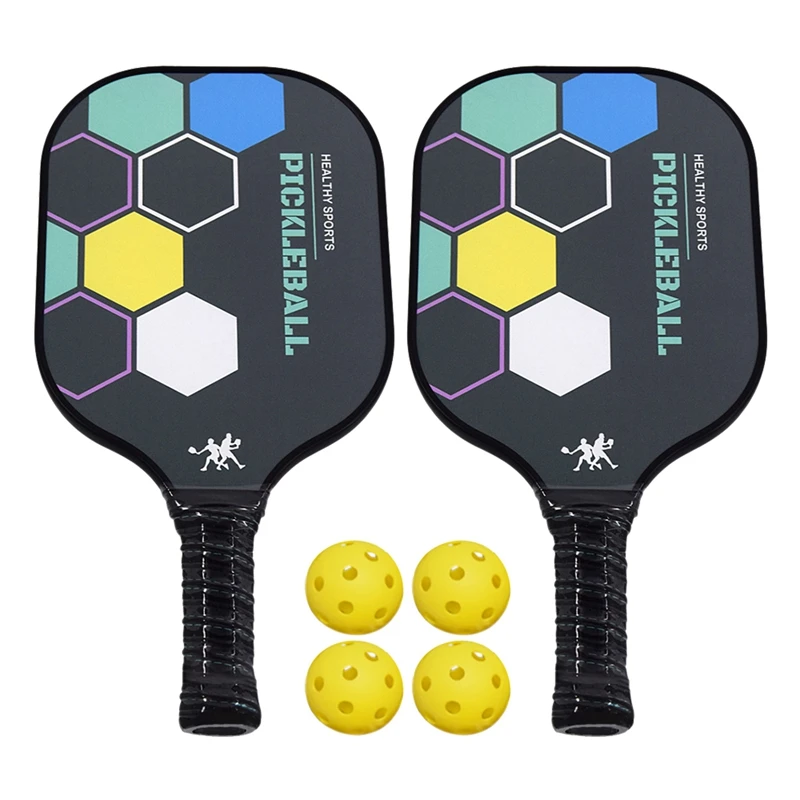 

Portable Pickleball Paddle Set Glass Fiber Lightweight Racket Ball Cricket Bat Kit With 2 Paddles 4 Balls 1 Racket Cover