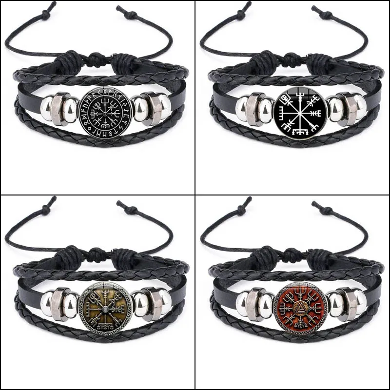 Vintage Viking Compass Trinity Bracelet Nordic Rune Odin Pattern Punk Leather Bracelet Fashion Men'S Jewelry Amulet Gift
Vintage Viking Compass Trinity Bracelet Nordic Rune Odin Pattern Punk Leather Bracelet Fashion Men'S Jewelry Amulet Gift