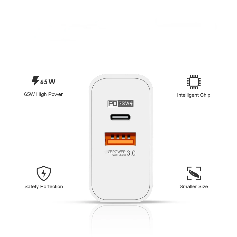 Factory Direct Selling Type-C Quick Charger For iPhone 13 12 Pro Max iPad PD 65W Fast Charge Adapter For MacBook Pro Laptop
Factory Direct Selling Type-C Quick Charger For iPhone 13 12 Pro Max iPad PD 65W Fast Charge Adapter For MacBook Pro Laptop