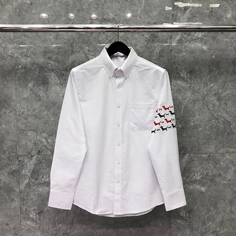 Мужская хлопковая рубашка в полоску, с вышивкой щенка
Мужская хлопковая рубашка в полоску, с вышивкой щенка