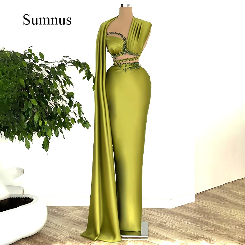 Sumnus Green Satin Prom Dress With Jacket Crystal Long Evening Dresses Vestidos de Fiesta Femme Floor Length Event Party Gowns
Sumnus Green Satin Prom Dress With Jacket Crystal Long Evening Dresses Vestidos de Fiesta Femme Floor Length Event Party Gowns