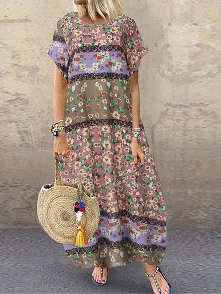 Women Bohemian Short Sleeve Floral Printed Sundress ZANZEA Vintage Summer Loose Casual Dress Robe Femme Party Vestido Oversize
Women Bohemian Short Sleeve Floral Printed Sundress ZANZEA Vintage Summer Loose Casual Dress Robe Femme Party Vestido Oversize