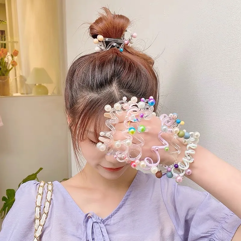 New Women Cute Telephone Line Hair Bands Girls Fashion Colorful Pearl Hair Tie Headwear Elastic Rubber Bands Hair Accessories
New Women Cute Telephone Line Hair Bands Girls Fashion Colorful Pearl Hair Tie Headwear Elastic Rubber Bands Hair Accessories