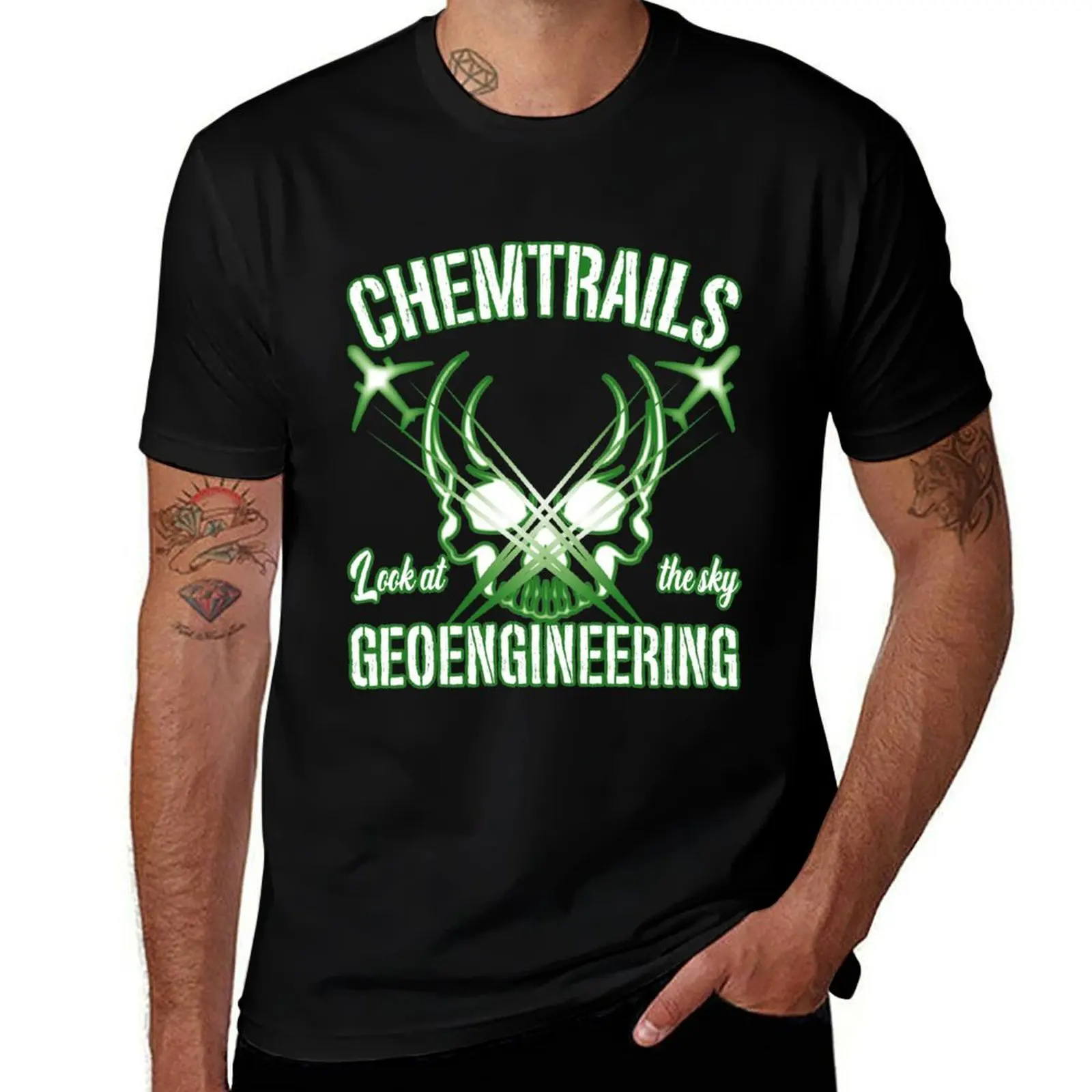Мужская Тренировочная футболка chemtrail Geoengineering NWO аниме одежда простые белые