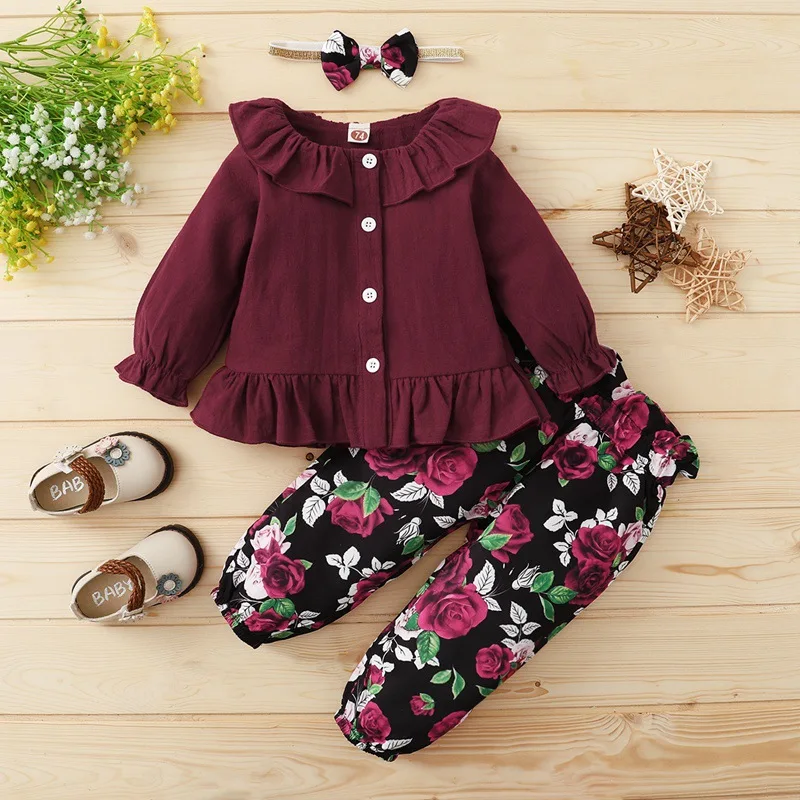 0-24M Spring And Autumn Baby Girls Fashion Clothing Set Solid Color Top Printed Trousers Hairband Three Piece Suit
0-24M Spring And Autumn Baby Girls Fashion Clothing Set Solid Color Top Printed Trousers Hairband Three Piece Suit