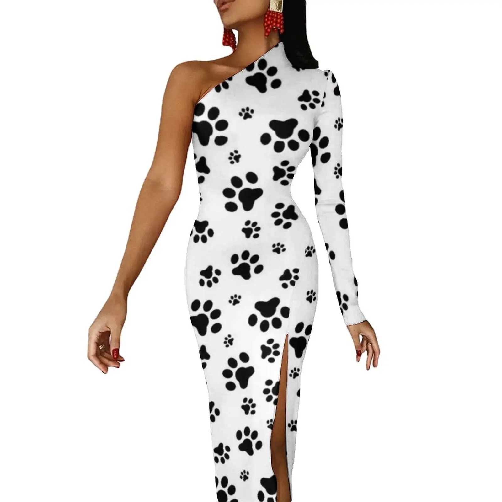 Dog Paws Maxi Dress One Shoulder Animal Lovers Club Bodycon Dress Summer Side Split Party Long Dresses Female Pattern Clothing
Dog Paws Maxi Dress One Shoulder Animal Lovers Club Bodycon Dress Summer Side Split Party Long Dresses Female Pattern Clothing
