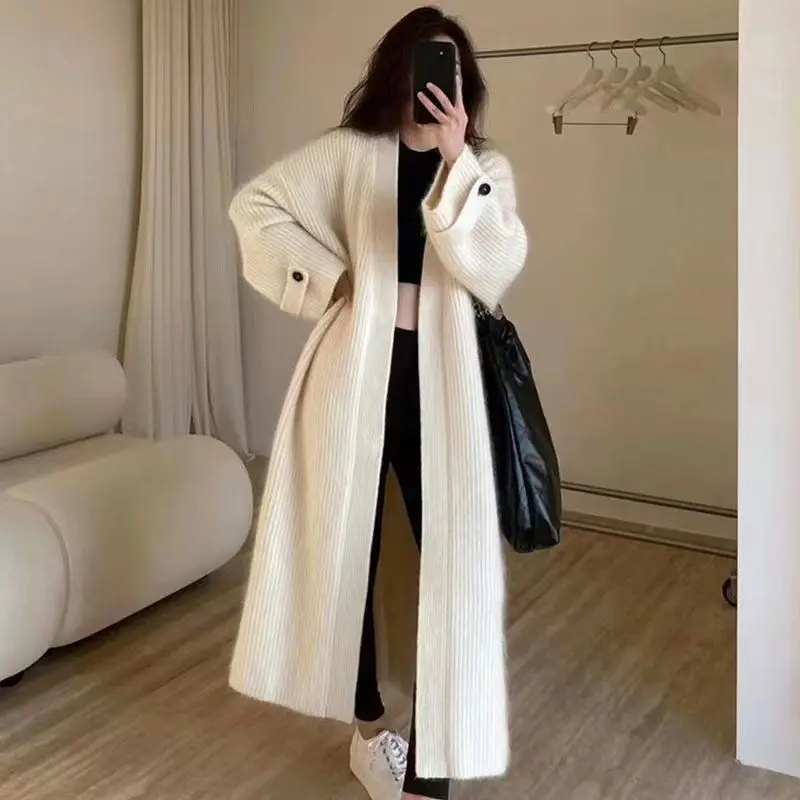 V-Neck Solid Color Loose-fitting Long Cardigan Knitted Jacket Spliced Elegant Sweaters Women Women's Coat Spring/Autumn New T311
V-Neck Solid Color Loose-fitting Long Cardigan Knitted Jacket Spliced Elegant Sweaters Women Women's Coat Spring/Autumn New T311