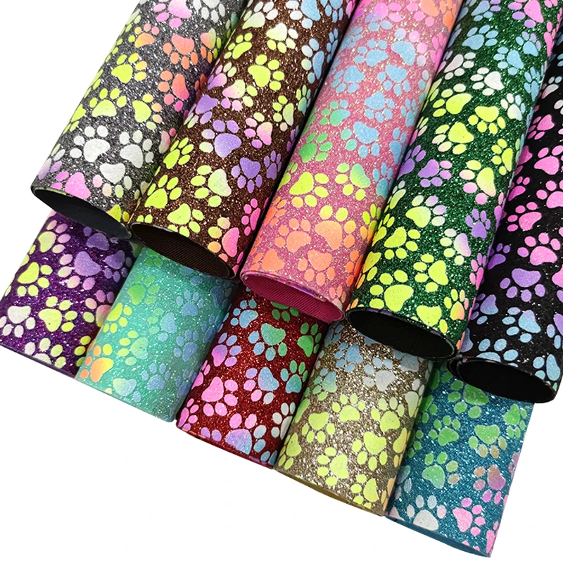 XHT-23003 Bear pawl Printed Super Shiny Fine Glitter Faux Artificial Leather Fabric Sheet for Making Shoe/Bag/Decorative/Craft
XHT-23003 Bear pawl Printed Super Shiny Fine Glitter Faux Artificial Leather Fabric Sheet for Making Shoe/Bag/Decorative/Craft