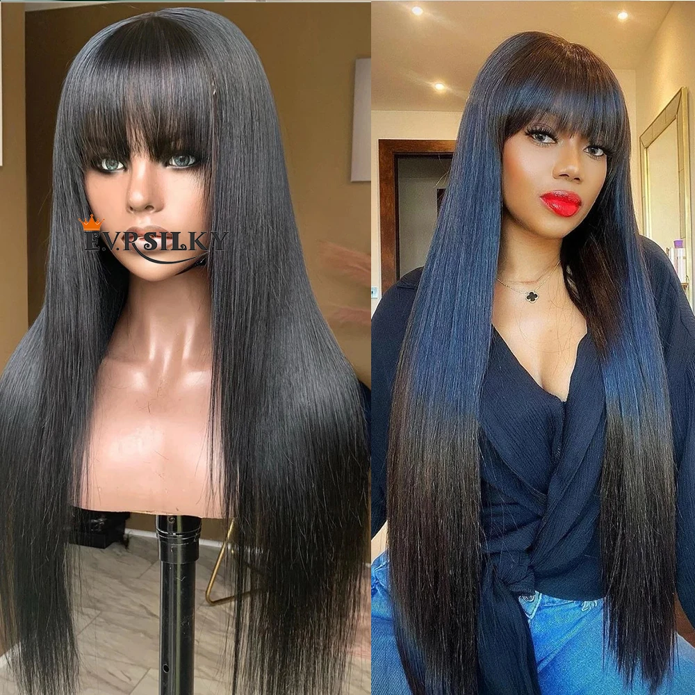 30Inch Silk Base Full Machine Made Human Hair Wig With Bangs Bone Straight Peruvian Remy Scalp Top None Lace Front Fringe Wig
30Inch Silk Base Full Machine Made Human Hair Wig With Bangs Bone Straight Peruvian Remy Scalp Top None Lace Front Fringe Wig