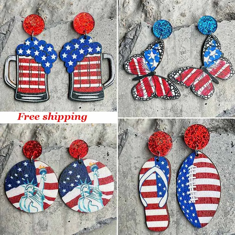 New US Independence Day Eagle Earrings 2023 Trends Jewelry July 4 Independence Day Donuts Ice Cream Butterfly Wooden Earrings
New US Independence Day Eagle Earrings 2023 Trends Jewelry July 4 Independence Day Donuts Ice Cream Butterfly Wooden Earrings