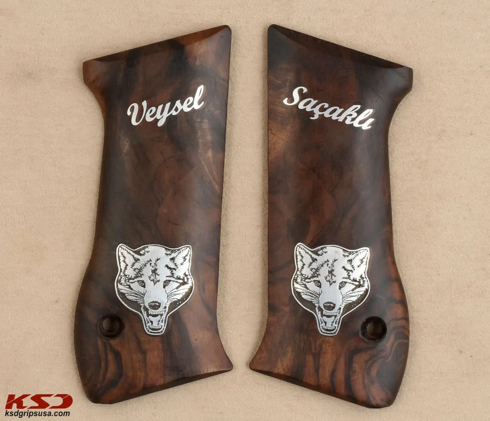 KSDGrips 941 F FS Baby Eagle (9mm and .41) Model Compatible Root Walnut Grip for Replacement, with Name and Figure on Silver
KSDGrips 941 F FS Baby Eagle (9mm and .41) Model Compatible Root Walnut Grip for Replacement, with Name and Figure on Silver