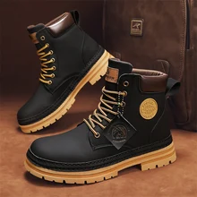 CYYTL Men Boots Winter Casual Shoes Designer Luxury Platform Cowboy Chelsea Tactical Military Work Safety Leather Ankle Sneakers