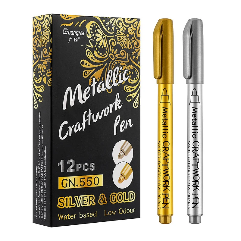 12Pcs DIY Metal Waterproof Permanent Paint Marker Pens Gold Silver 1.5mm Thickness 14cm Length
12Pcs DIY Metal Waterproof Permanent Paint Marker Pens Gold Silver 1.5mm Thickness 14cm Length