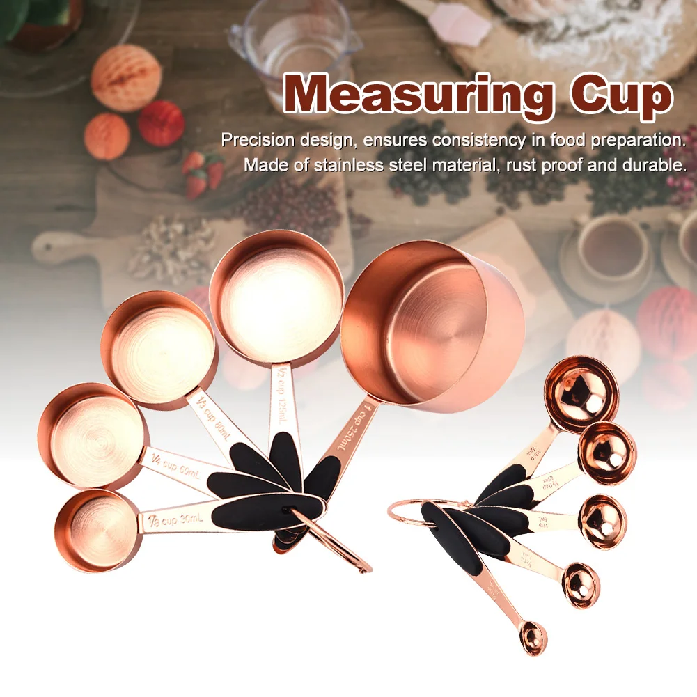 10pcs Cooking Kitchen Tools Measuring Cups Spoons Set Stackable Easy Clean Stainless Steel Sugar Coffee Rose Gold With Handle
10pcs Cooking Kitchen Tools Measuring Cups Spoons Set Stackable Easy Clean Stainless Steel Sugar Coffee Rose Gold With Handle