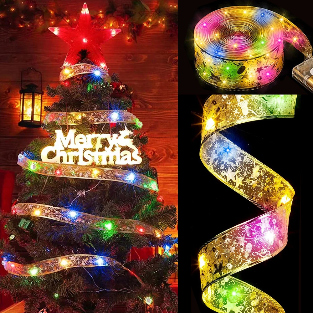 Christmas Decoration LED Ribbon Fairy Lights Christmas Tree Ornaments for Home DIY Lace Bows Light String Navidad New Year 2023
Christmas Decoration LED Ribbon Fairy Lights Christmas Tree Ornaments for Home DIY Lace Bows Light String Navidad New Year 2023