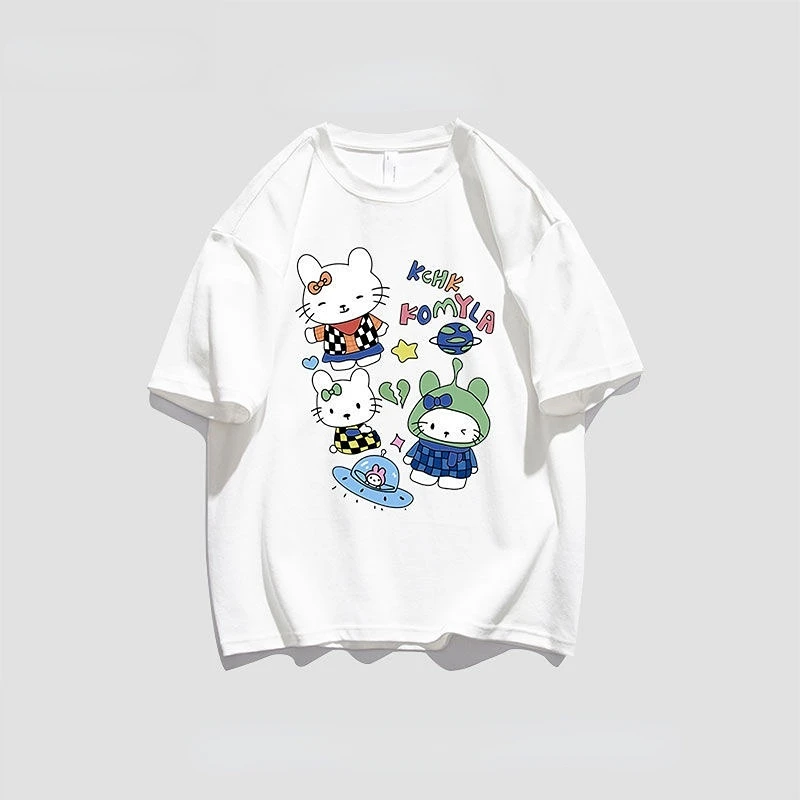Hello Kitty Cartoon Short-sleeved T-shirt Female Sanrio Simple Y2k Student Casual Loose Top Women Sexy Tops
Hello Kitty Cartoon Short-sleeved T-shirt Female Sanrio Simple Y2k Student Casual Loose Top Women Sexy Tops