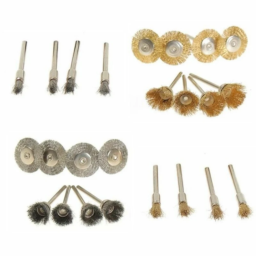 24Pcs Brass Brush Steel Wire Wheel Brushes Rotary Tool For Metal Rust Removal Cleaning Derusting Deburring Polishing Tool
24Pcs Brass Brush Steel Wire Wheel Brushes Rotary Tool For Metal Rust Removal Cleaning Derusting Deburring Polishing Tool