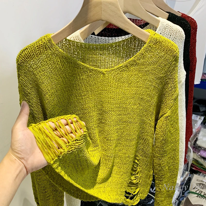 Ripped Hole Knitted T-Shirt for Women Long Sleeve 2022 Summer New Outdoor Short Cutout Top Ladies Causal Tees
Ripped Hole Knitted T-Shirt for Women Long Sleeve 2022 Summer New Outdoor Short Cutout Top Ladies Causal Tees