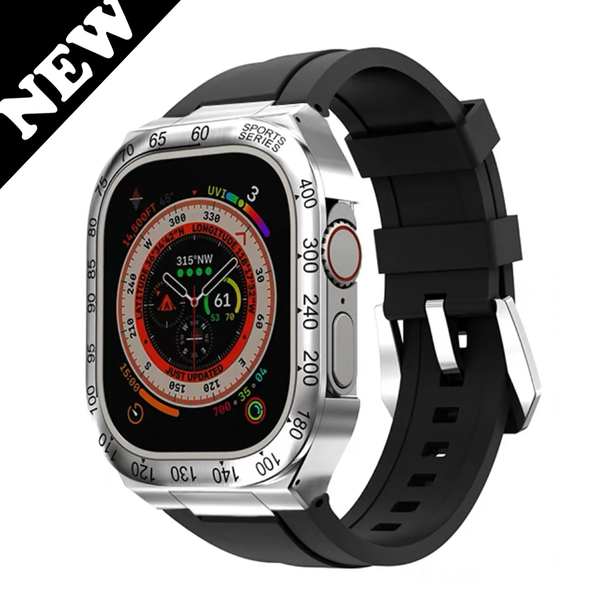 Stainless Steel Case Bezel Modification Kit for Apple Watch 8 Ultra Rubber Band IWatch Series 8 49mm Bracelet Refit Mod
Stainless Steel Case Bezel Modification Kit for Apple Watch 8 Ultra Rubber Band IWatch Series 8 49mm Bracelet Refit Mod