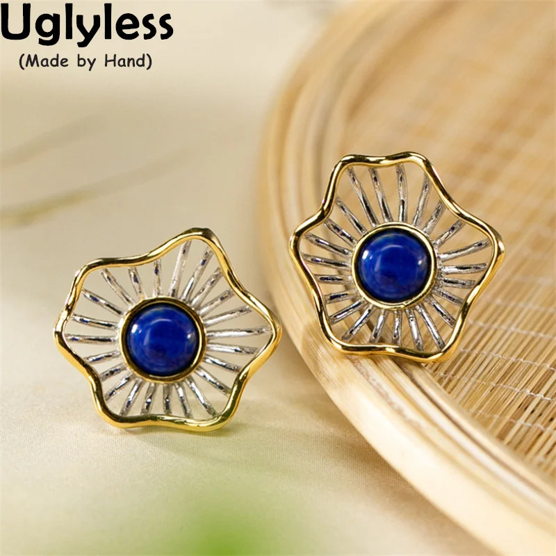 Uglyless Romantic French Flavor Flower Studs Earrings for Women Hollow Lapis Irregular Floral Earrings 925 Silver Brincos Bijoux
Uglyless Romantic French Flavor Flower Studs Earrings for Women Hollow Lapis Irregular Floral Earrings 925 Silver Brincos Bijoux