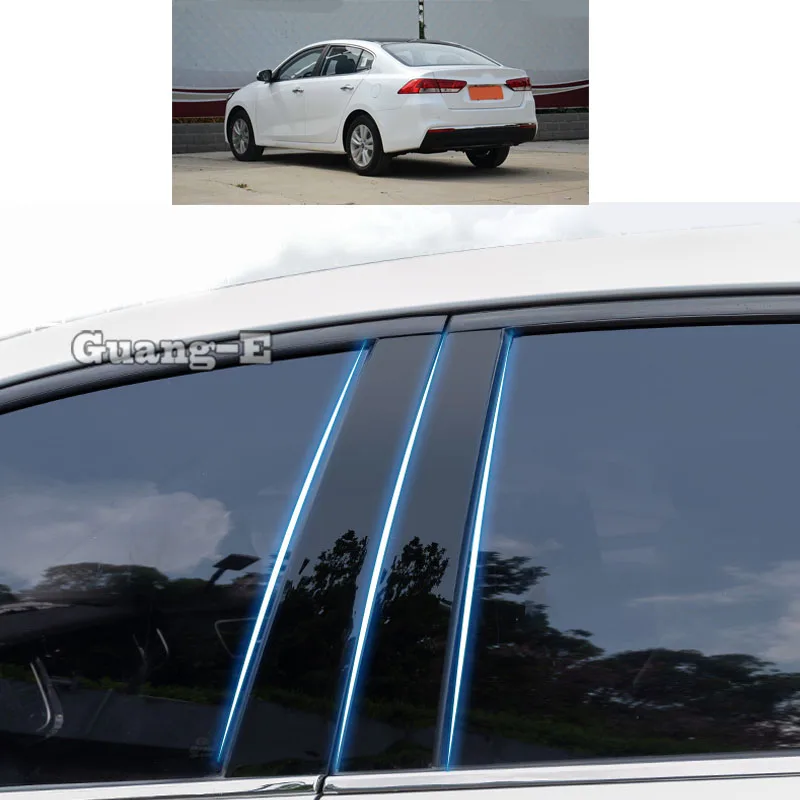 

For Kia K4 2014-2019 Car PC Material Pillar Post Cover Door Trim Window Piano Black Molding Sticker Plate 6pcs