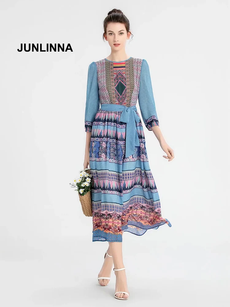 JUNLINNA Fashion Designer Women Ethnic Dress 2022 Spring Summer New Beach Holiday Printed Expansion Vestidos Sashes Sliming Wear
JUNLINNA Fashion Designer Women Ethnic Dress 2022 Spring Summer New Beach Holiday Printed Expansion Vestidos Sashes Sliming Wear