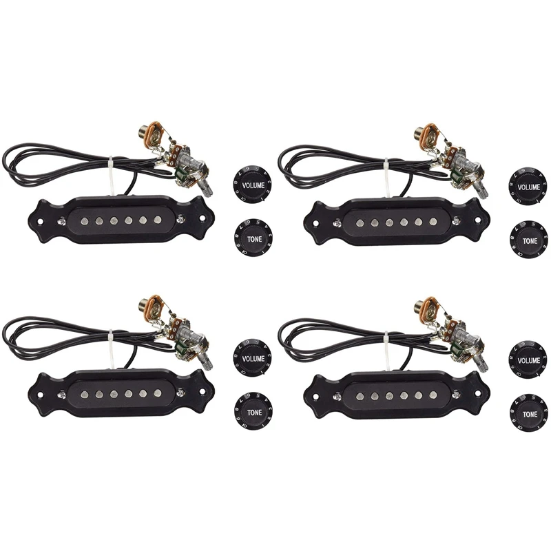 4X Pre-Wired 6-String Single Coil Pickup Harness With Volume & Tone Pots For Electric Cigar Box
4X Pre-Wired 6-String Single Coil Pickup Harness With Volume & Tone Pots For Electric Cigar Box