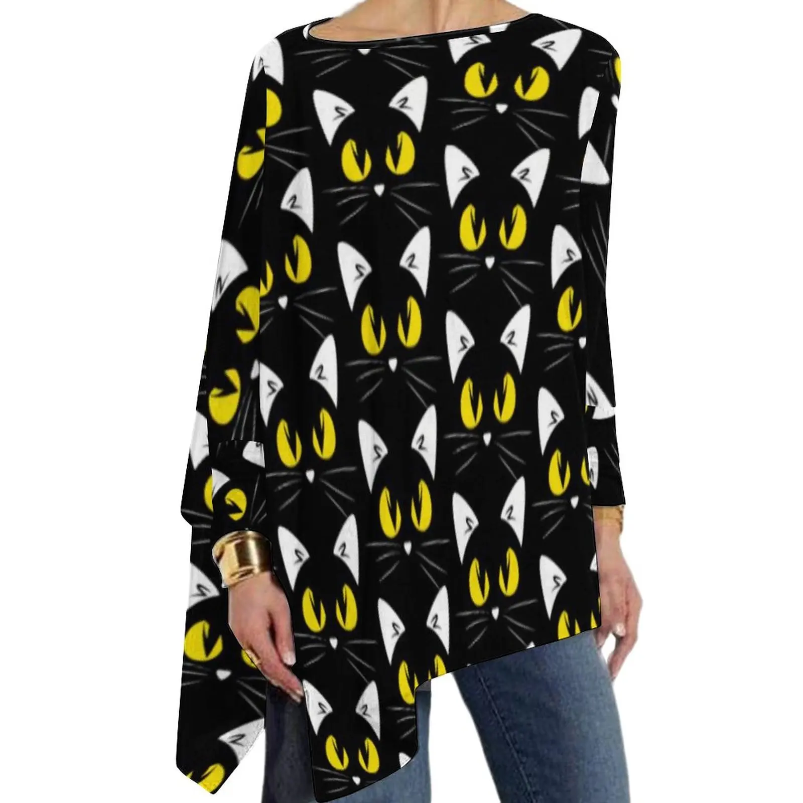 Funny Halloween T Shirts Black Cats Print Street Style Long Sleeve T Shirt Pretty Graphic Tee Shirt Womens Tops Big Size 4XL 5XL
Funny Halloween T Shirts Black Cats Print Street Style Long Sleeve T Shirt Pretty Graphic Tee Shirt Womens Tops Big Size 4XL 5XL