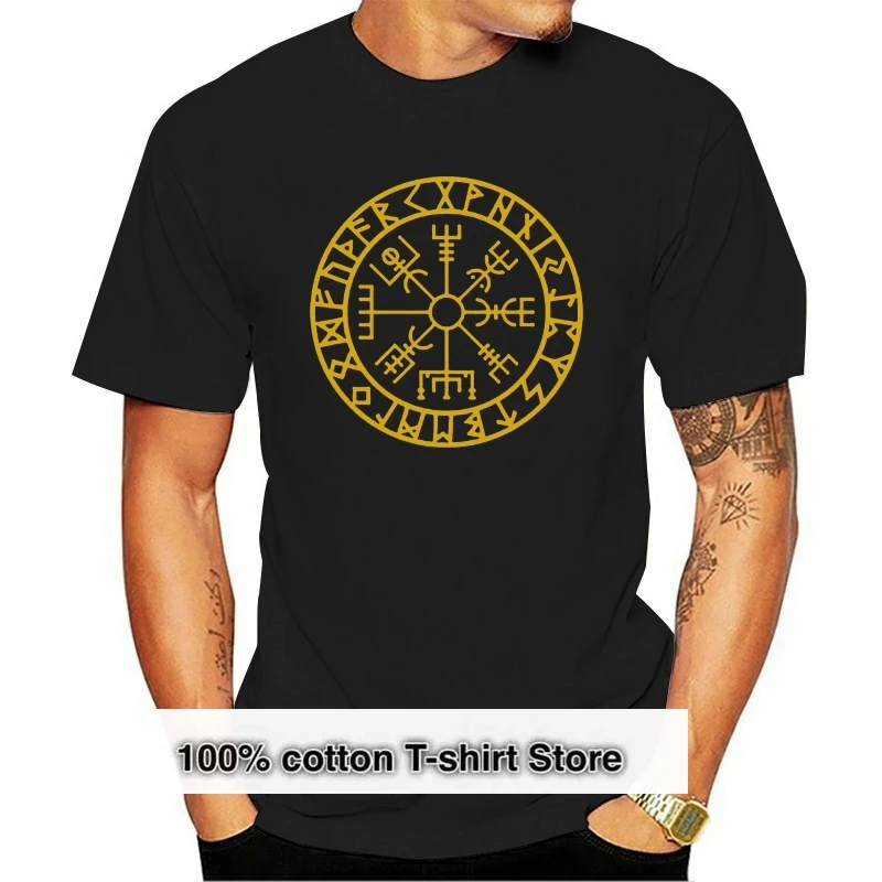 

Мужские футболки с компасом викингов вегвизир футмарк руны навигатор повседневная одежда унисекс Топы Футболки