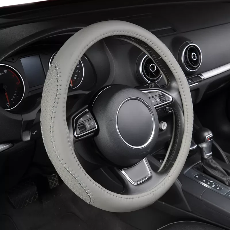 Gray PU leather Steering Wheel Cover Fish Scale Pattern Splice Bold Line Fits 38cm/15 inch Diameter
Gray PU leather Steering Wheel Cover Fish Scale Pattern Splice Bold Line Fits 38cm/15 inch Diameter