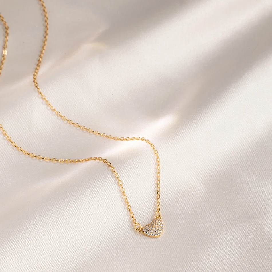18K Gold Plated Luxury Zircon Heart Pendant Necklace for Women Romantic 925 Sterling Silver Chain Necklace Trendy Jewelry
18K Gold Plated Luxury Zircon Heart Pendant Necklace for Women Romantic 925 Sterling Silver Chain Necklace Trendy Jewelry
