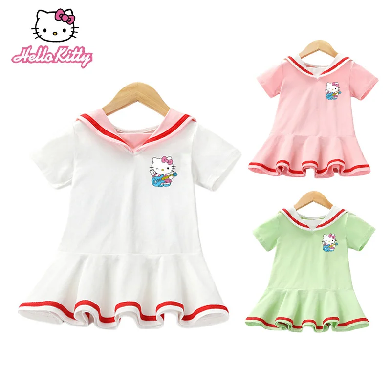 Детское платье Hello Kitty с мультяшным принтом юбка летние короткие юбки для девочек