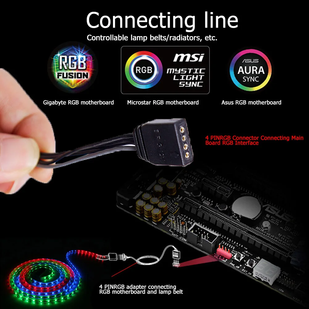 Удлинительный кабель с 3-контактным разъемом, Профессиональный RGB удлинитель для материнской платы Giga/Microstar/A-sus, 12 В, 4 контакта/5 В
Удлинительный кабель с 3-контактным разъемом, Профессиональный RGB удлинитель для материнской платы Giga/Microstar/A-sus, 12 В, 4 контакта/5 В