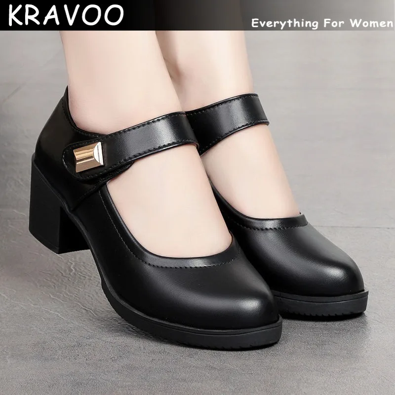 KRAVOO Square High Heels Leather Women Shoes Pointed Toe Hook and Loop Women's Breathable OL Pumps Casual Mom Shoes 2023
KRAVOO Square High Heels Leather Women Shoes Pointed Toe Hook and Loop Women's Breathable OL Pumps Casual Mom Shoes 2023