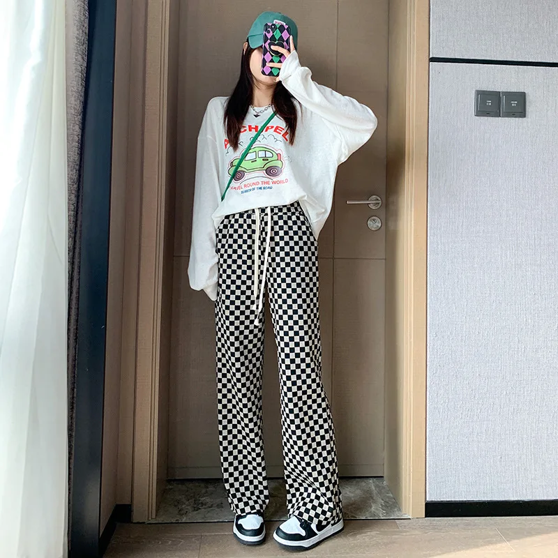 Checkerboard Wide-leg Pants Women's Spring 2022 New Walking Pants High-waisted Casual Mopping Straight Black White Plaid Pants
Checkerboard Wide-leg Pants Women's Spring 2022 New Walking Pants High-waisted Casual Mopping Straight Black White Plaid Pants