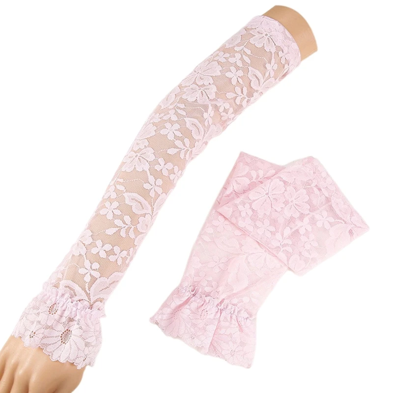 Women Bride Long Sleeve Gloves Nightclub See Through Gloves Pole Dance Half Finger Gloves Floral Ruffle Cuff Mitten
Women Bride Long Sleeve Gloves Nightclub See Through Gloves Pole Dance Half Finger Gloves Floral Ruffle Cuff Mitten