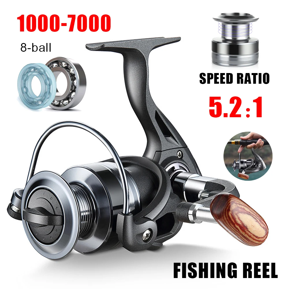 Spinning Reel 1000-7000 Series Fishing Reel 5.2:1 High Speed 8BB Bearing Folding Handle Fishing Reel Saltwater Fishing Equipment
Spinning Reel 1000-7000 Series Fishing Reel 5.2:1 High Speed 8BB Bearing Folding Handle Fishing Reel Saltwater Fishing Equipment